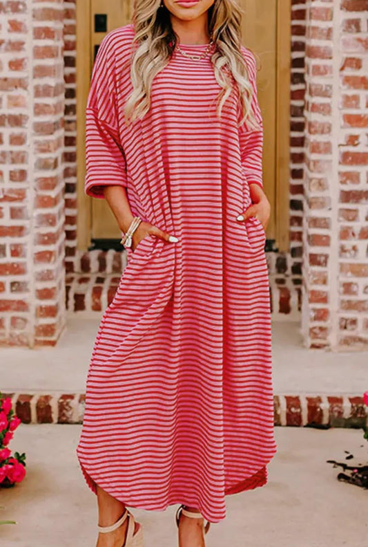 Strawberry 3/4 Sleeve Length T-Shirt Dress